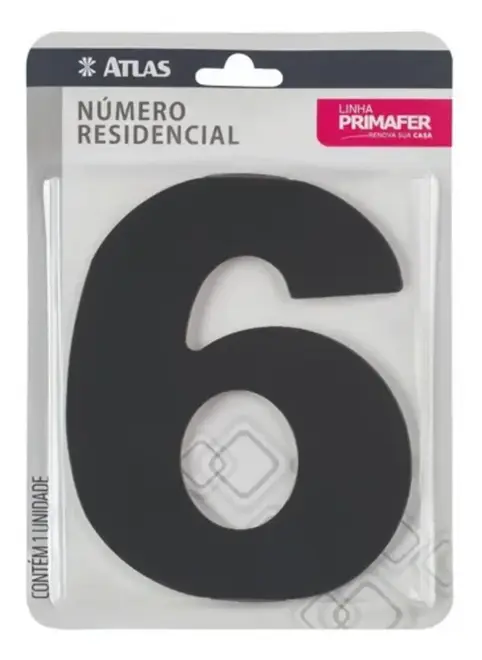 Número Residencial ACM Nº 6 Preto Primafer